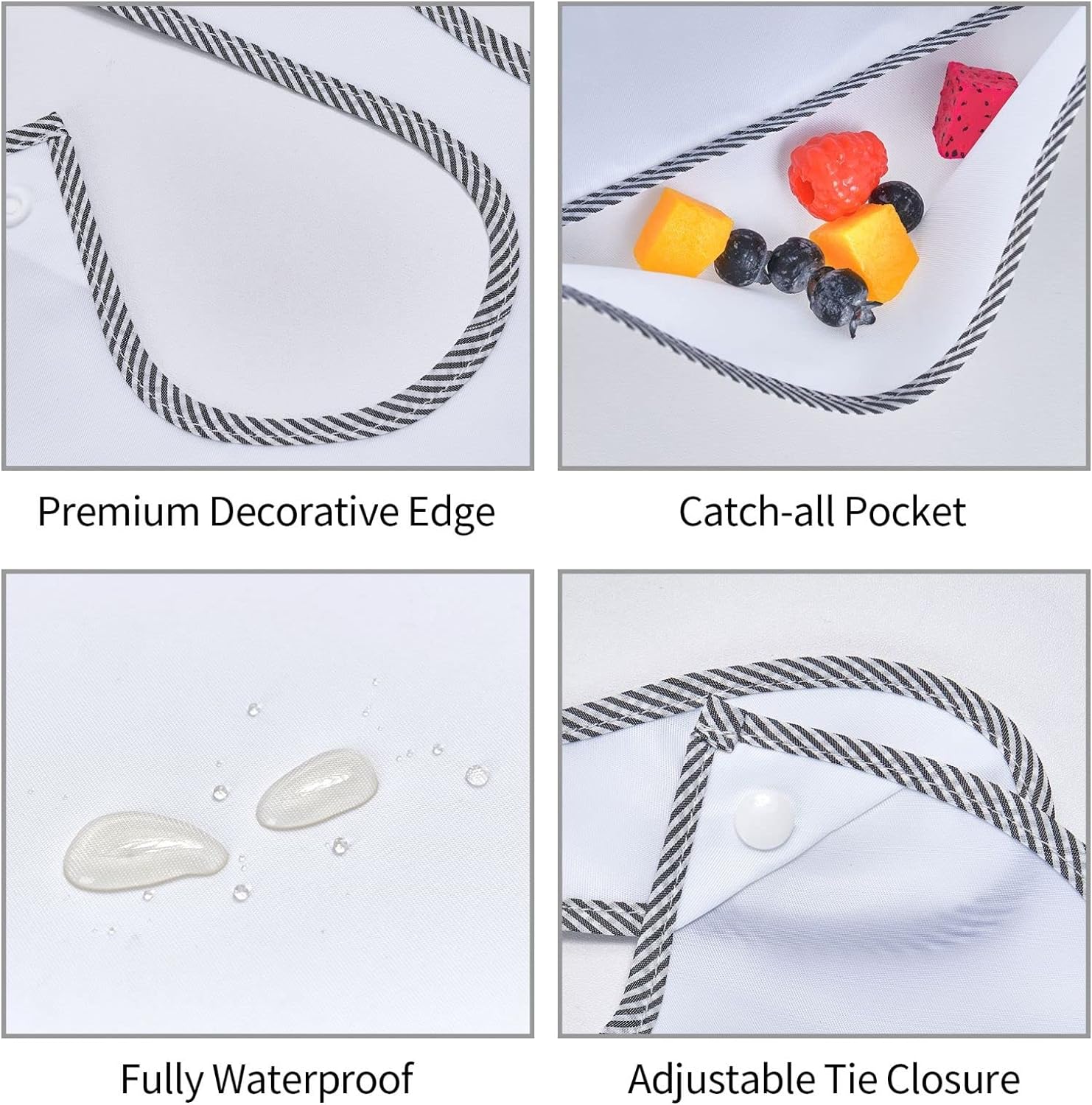 AVULZGD Waterproof Baby Bibs for Boy Girls Toddler Drool Eating With Food Catcher 6-18 Months - Image 5